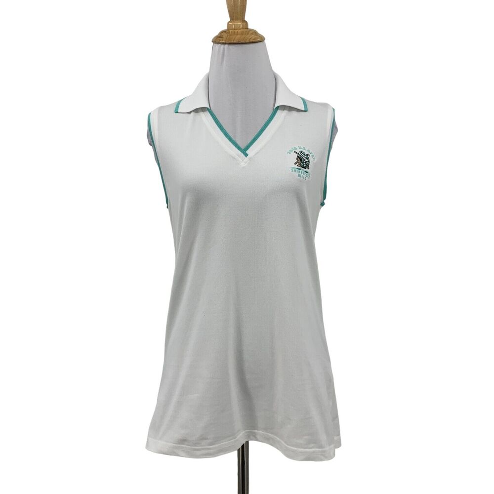 Polo Golf Ralph Lauren Shirt Women M Medium White Tailored Fit 2018 US Open Logo